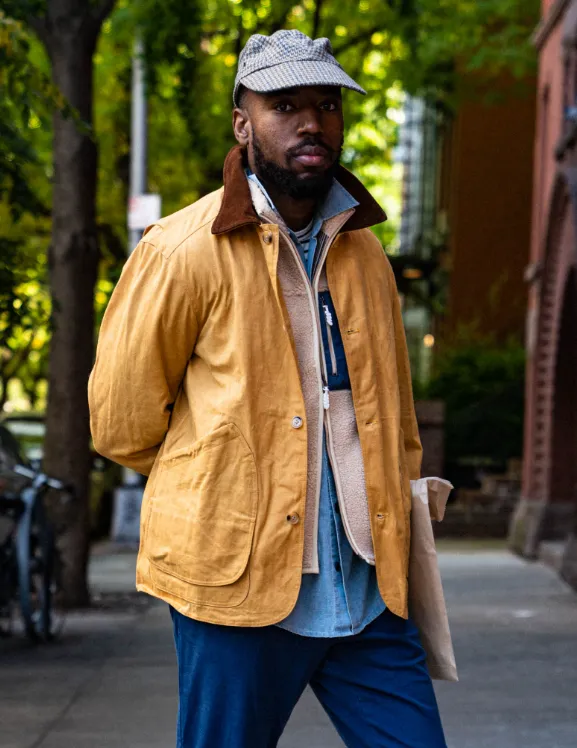 Gamekeeper Jacket in Goldenrod Waxed Canvas bold urban layer