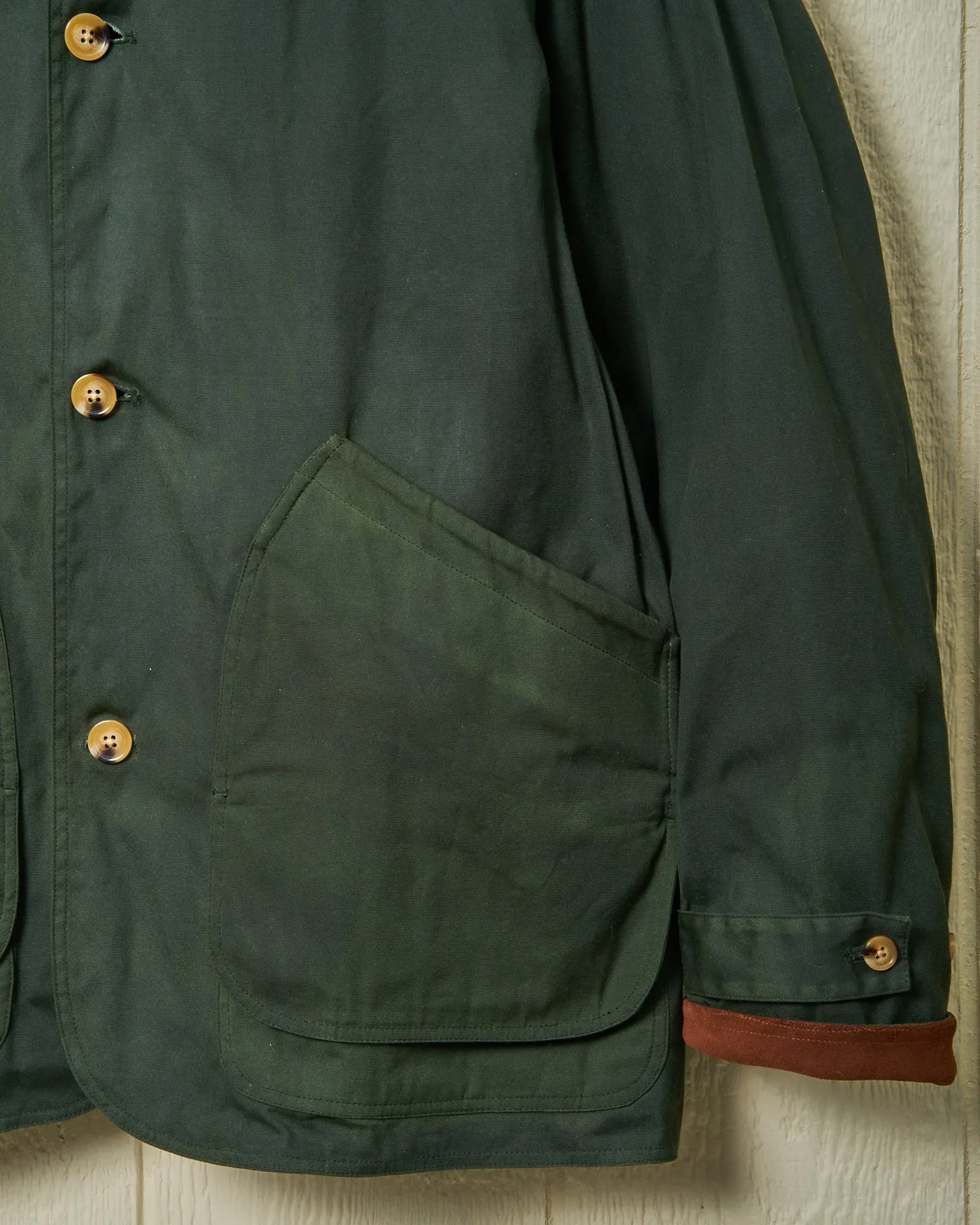 Gamekeeper Jacket in Olive Waxed Canvas crisp weather look