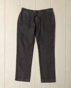 Garment Dyed Linen Camden Pant in Graphite office wear