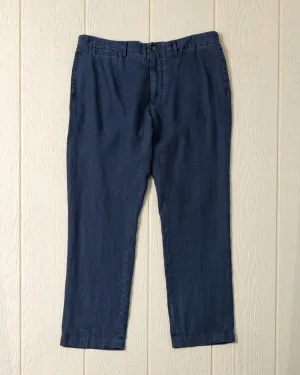 Garment Dyed Linen Camden Pant in Navy light insulation