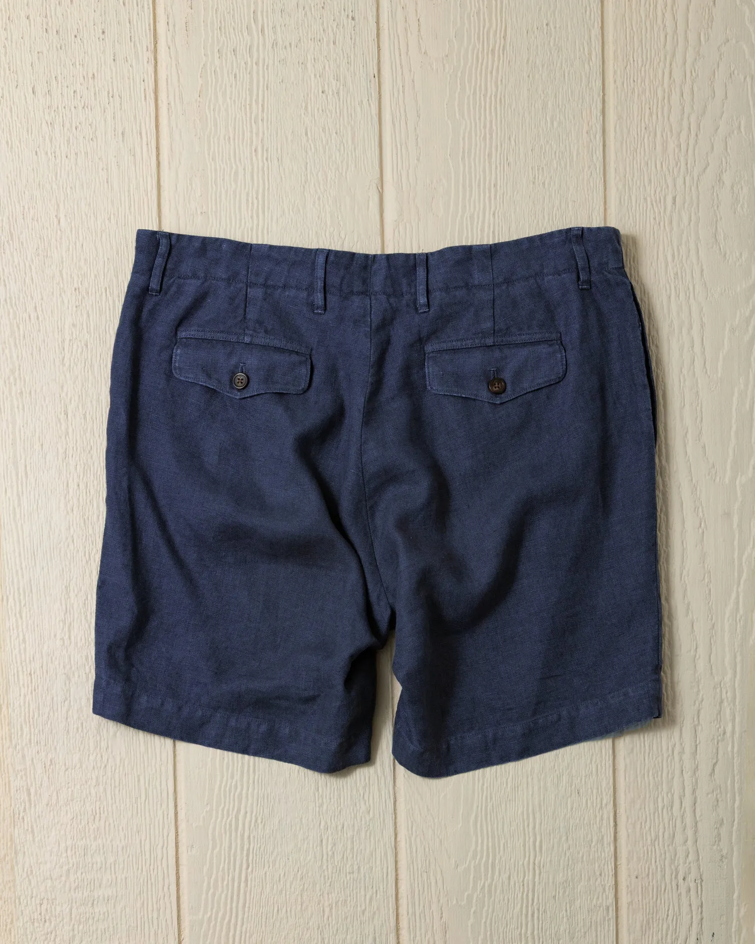 Garment Dyed Linen Camden Short in Navy summer casual