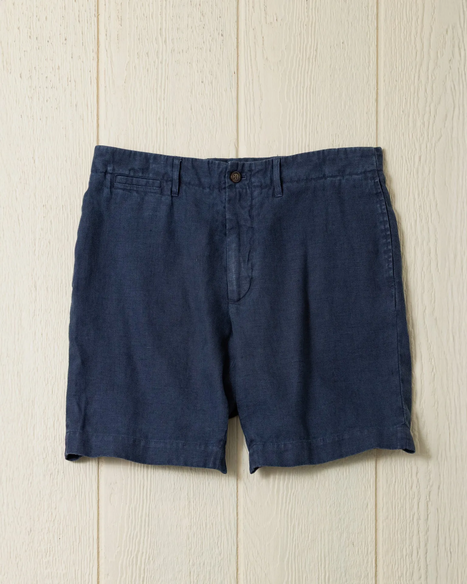 Garment Dyed Linen Camden Short in Navy easy comfort