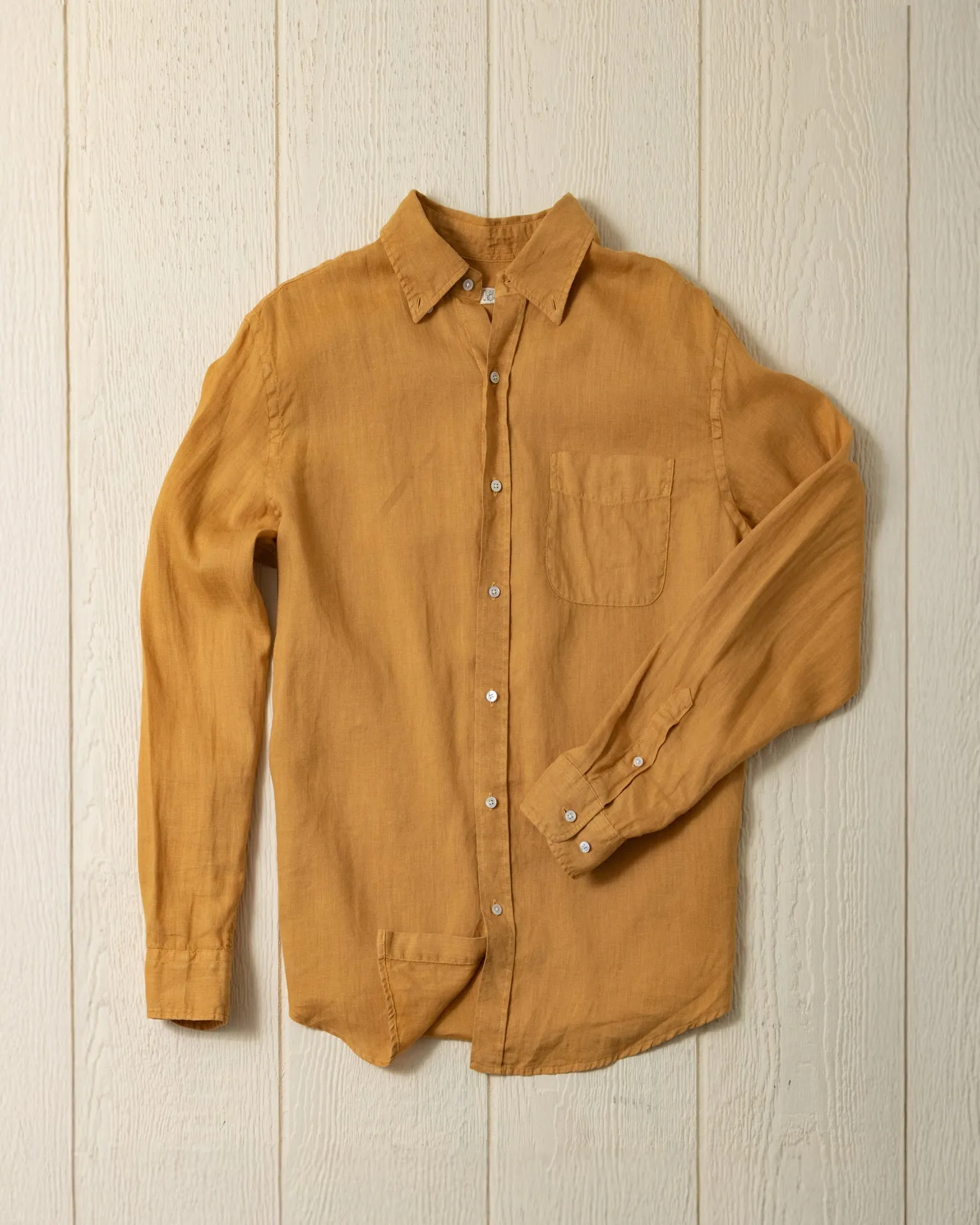 Garment Dyed Linen Shirt in British Khaki Edge Chill
