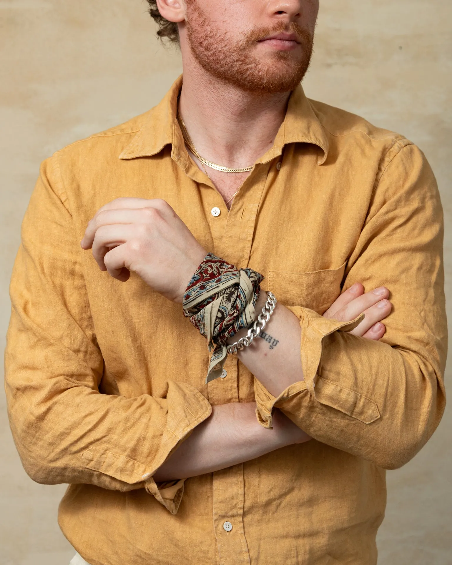 Garment Dyed Linen Shirt in British Khaki Bold Ease