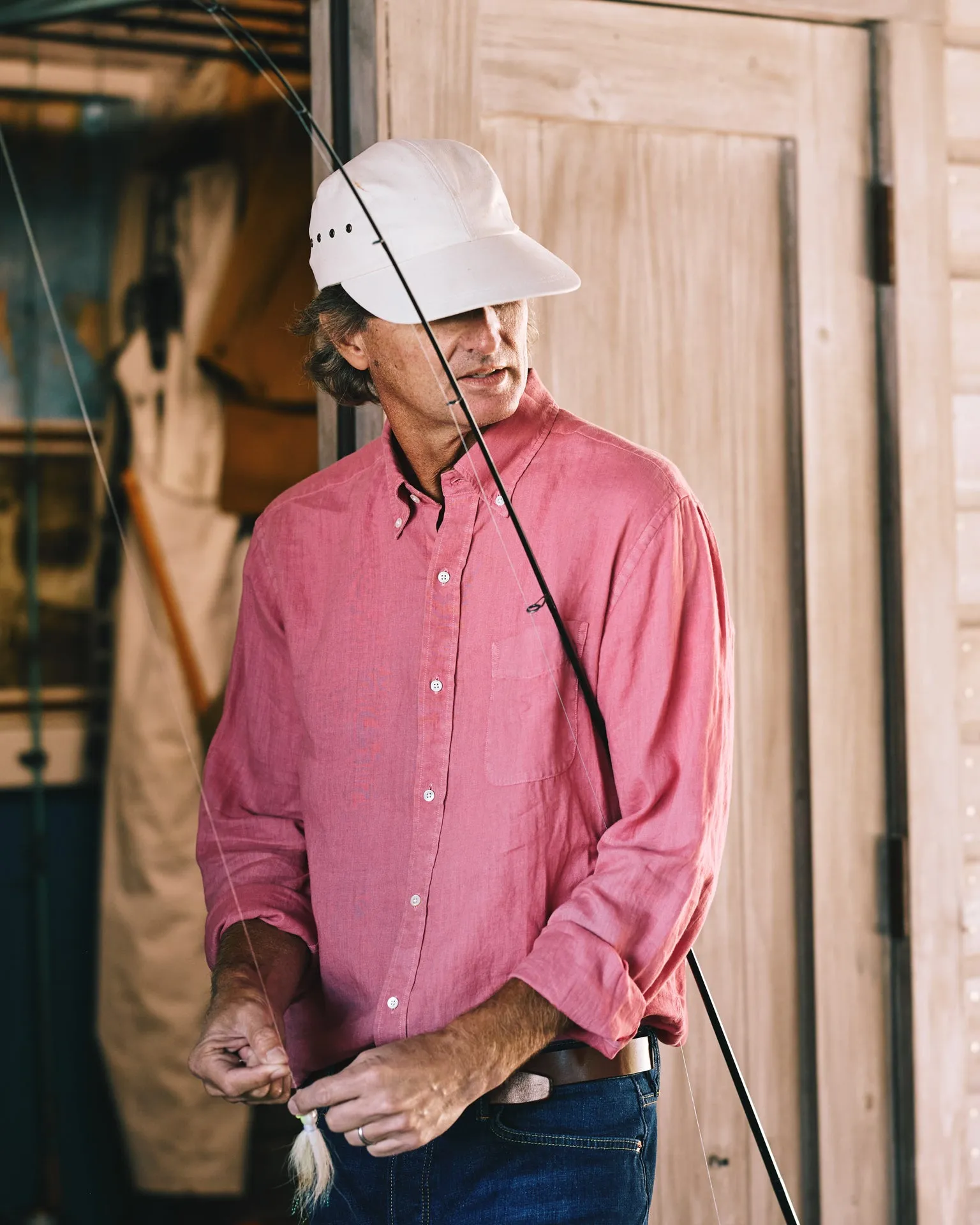 Garment Dyed Linen Shirt in Faded Red City Mood