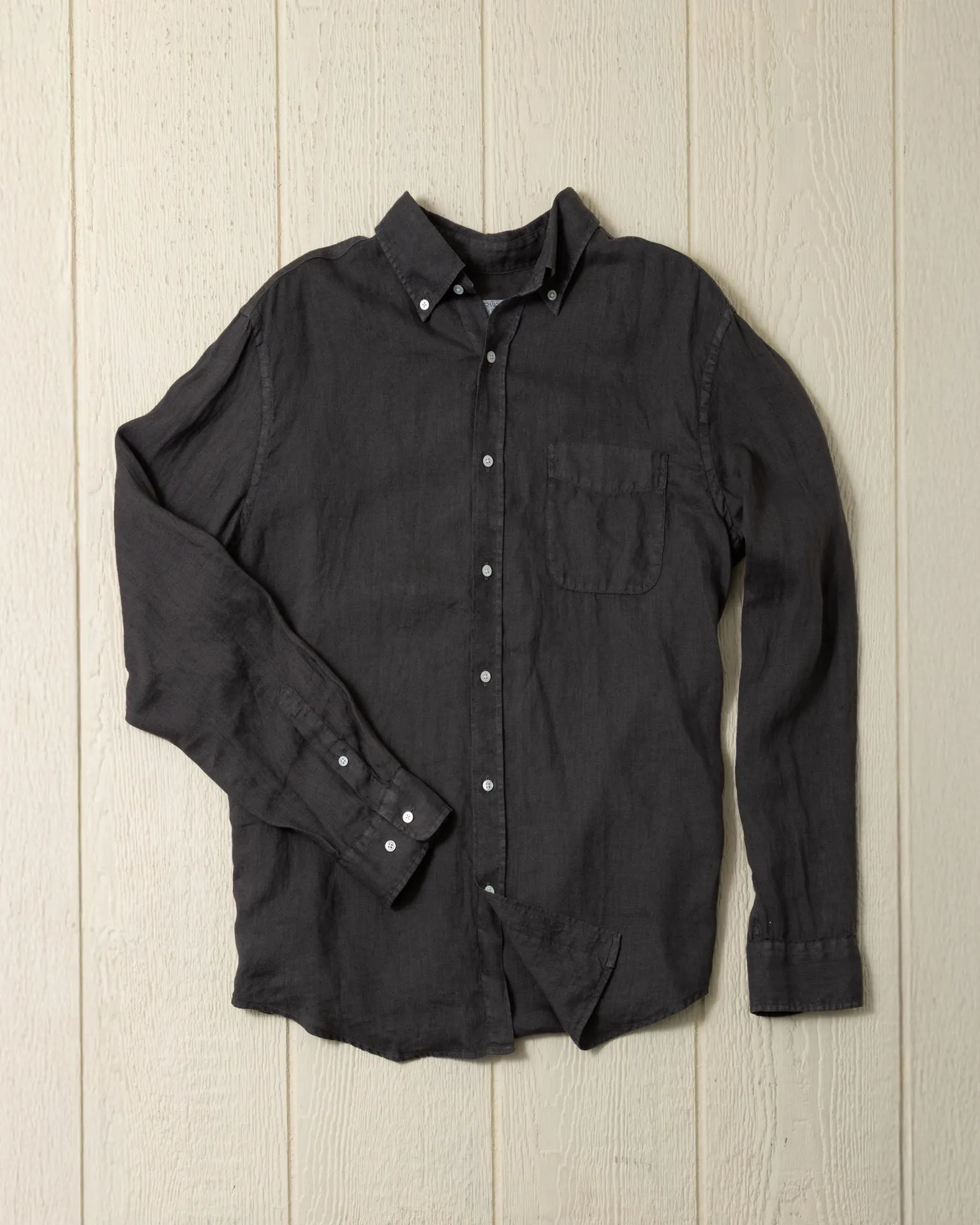 Garment Dyed Linen Shirt in Graphite All Fit