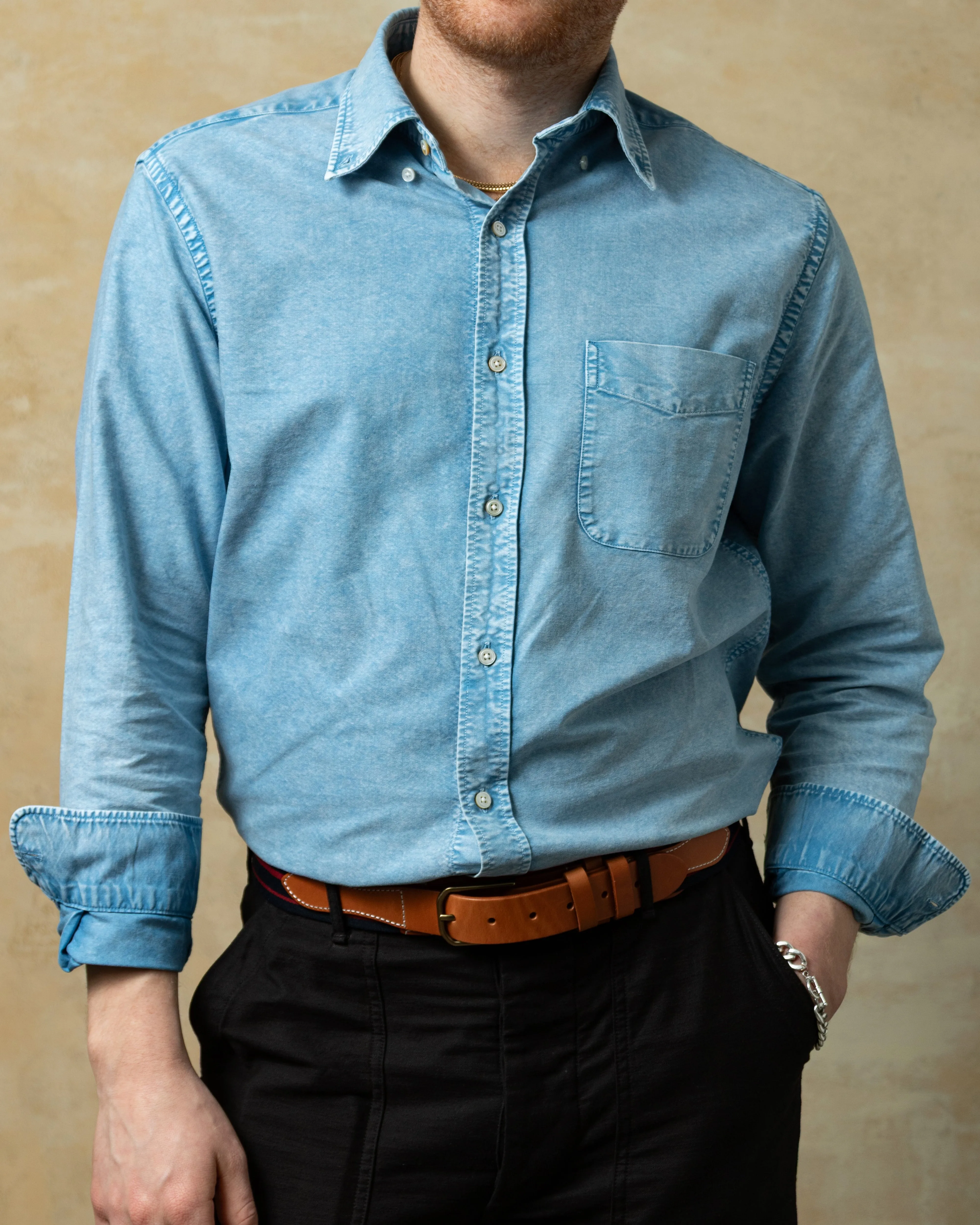 Garment Dyed Oxford Shirt in Mediterranean Happy Fit