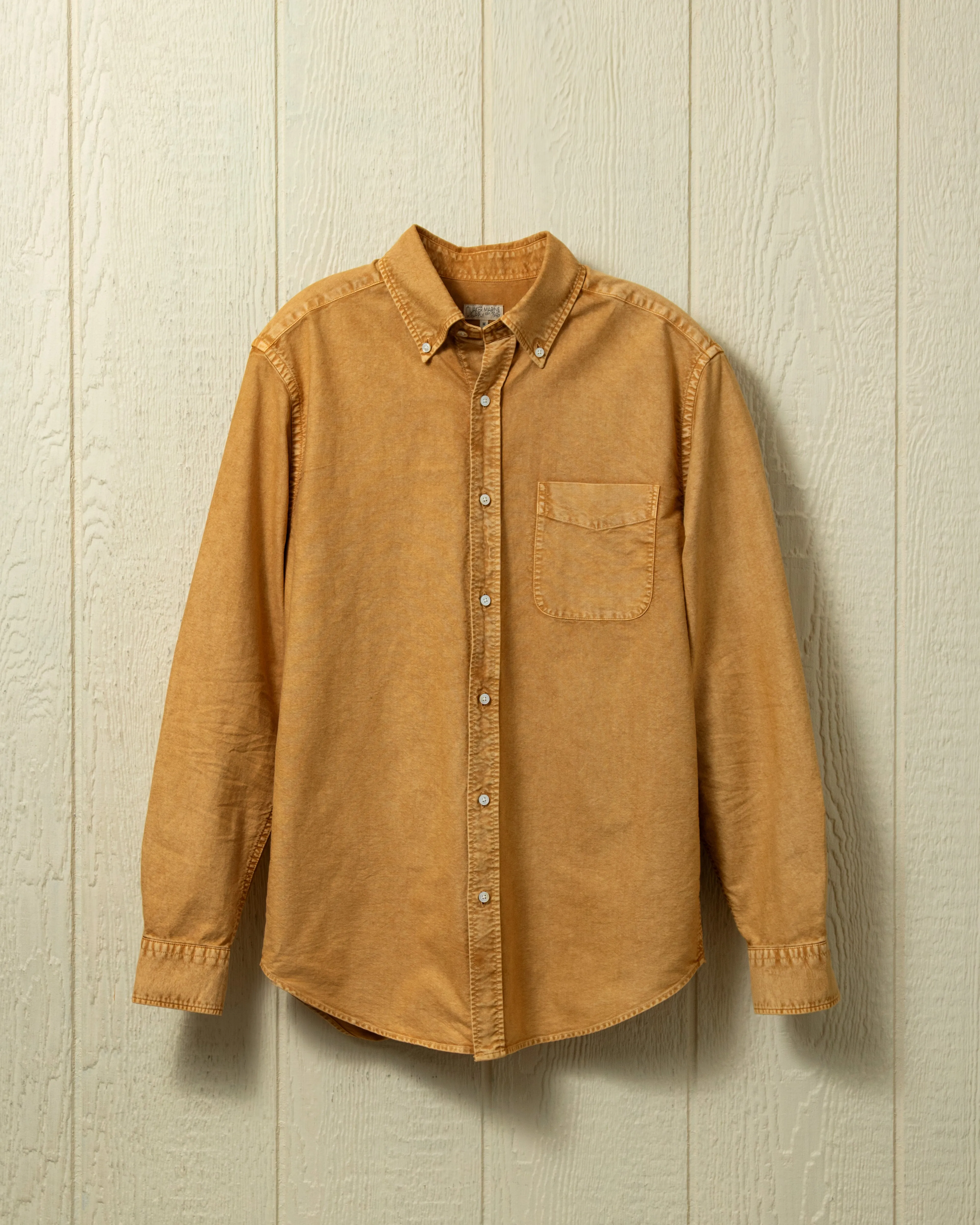 Garment Dyed Oxford Shirt in Old Gold Stay Sharp