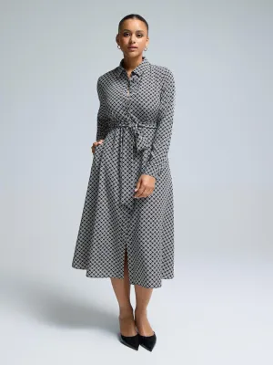 Geo Print Midi Shirt Dress loose silhouette