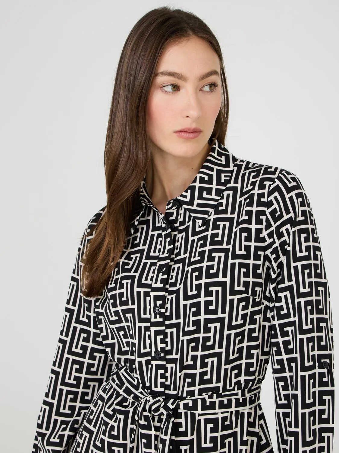Geo Print Midi Shirt Dress classical element