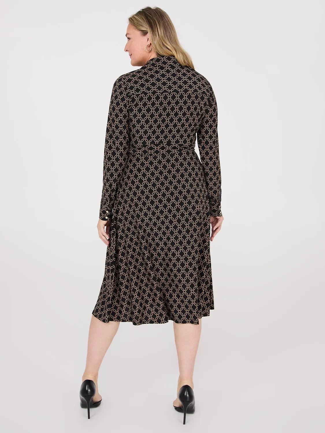 Geo Print Shirt Dress With Pockets romantic mood