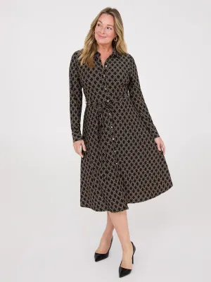 Geo Print Shirt Dress With Pockets light layering