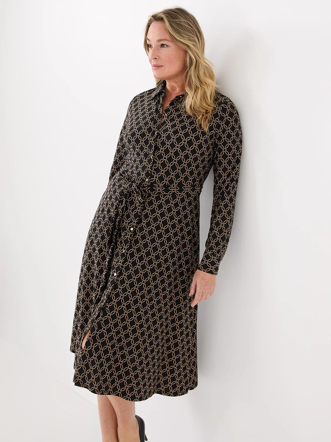 Geo Print Shirt Dress With Pockets timeless style