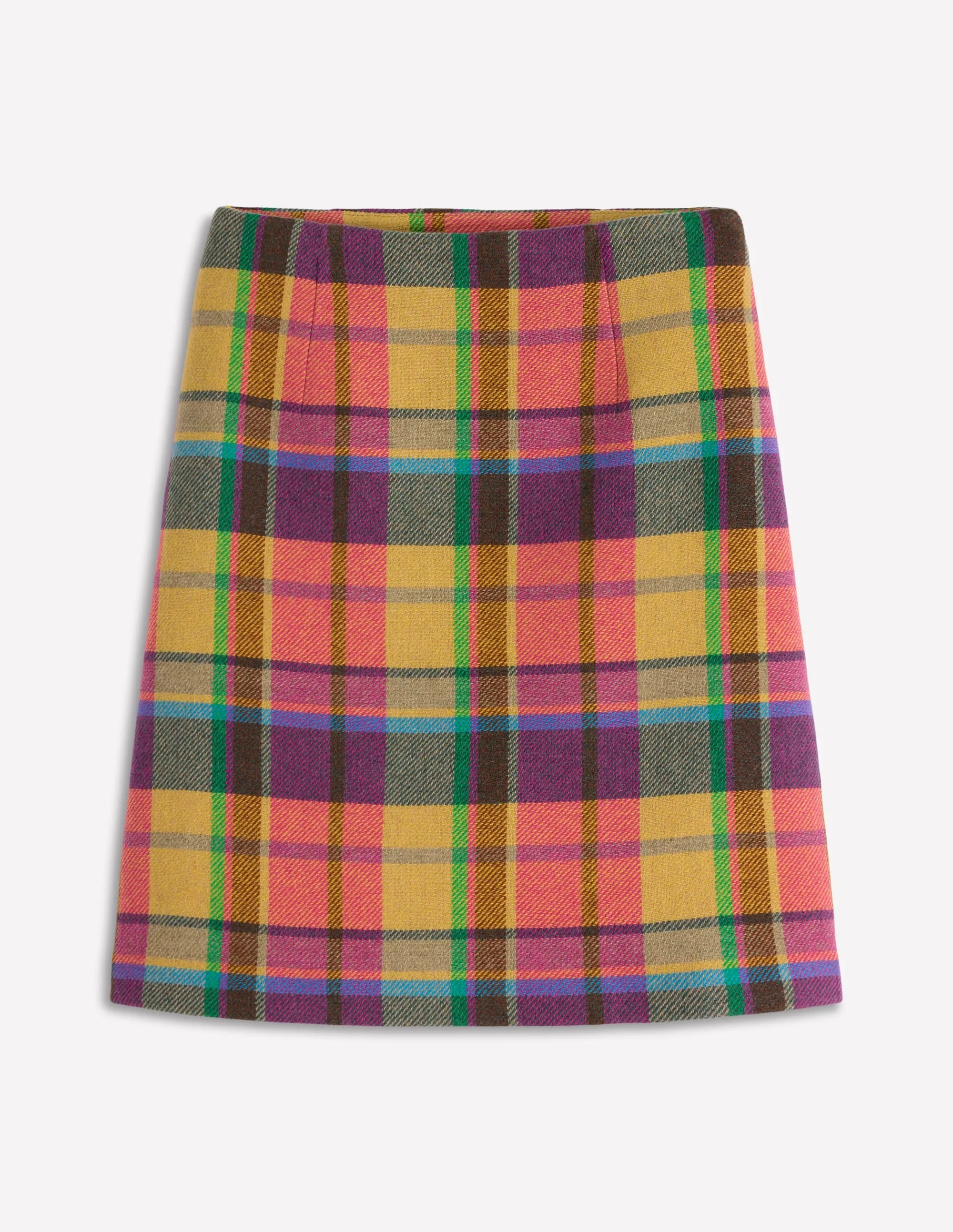 Gia Wool Short Skirt-PoppyRed and Pink Multigingham simple chic