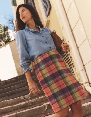 Gia Wool Short Skirt-PoppyRed and Pink Multigingham active trend
