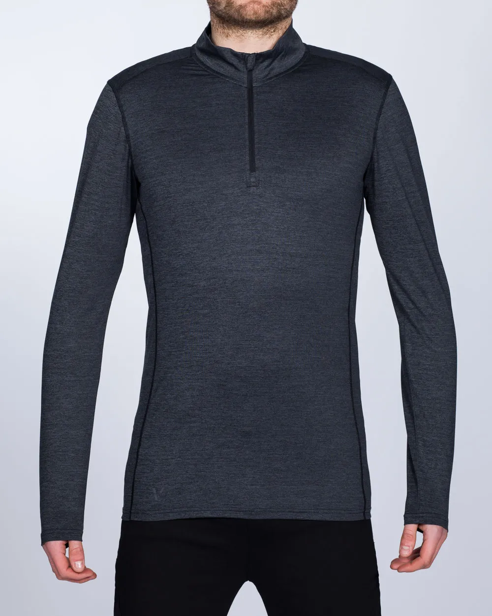 Girav Extra Tall Quarter-Zip Baselayer (black marl) texture base