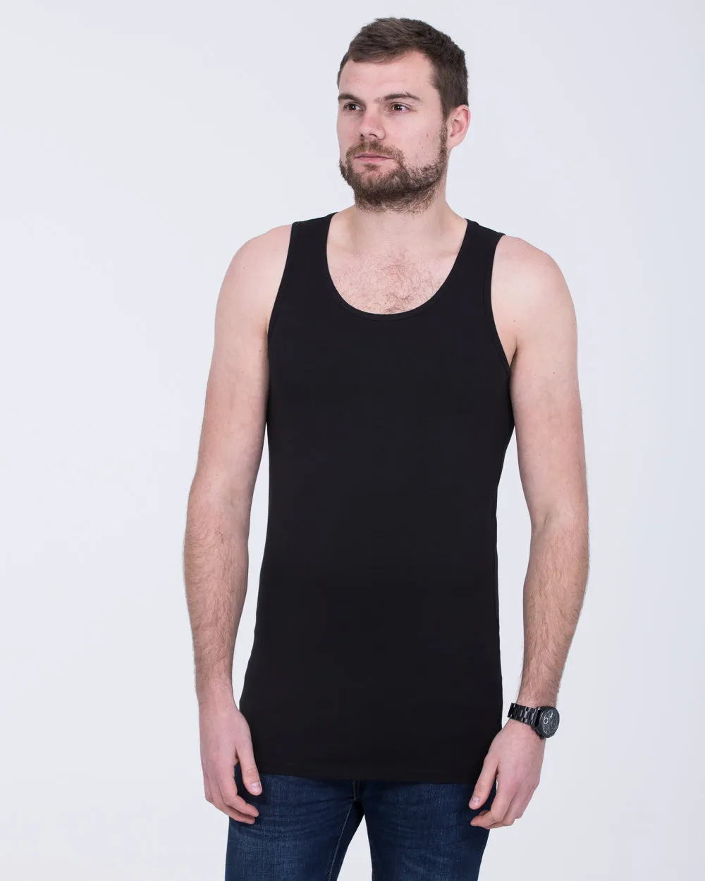 Girav Sleeveless Extra Tall Vest (black) Twin Pack soft feel