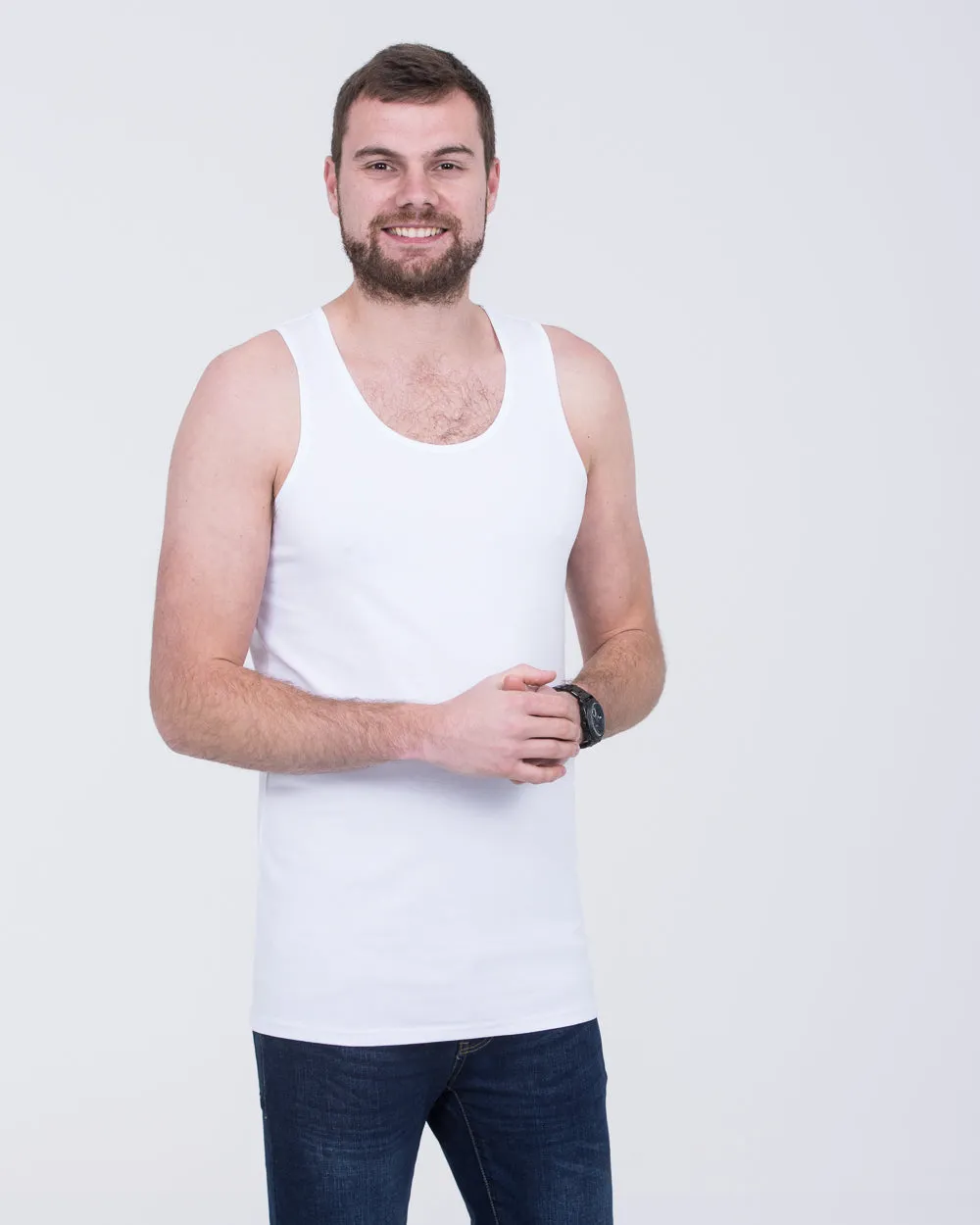 Girav Sleeveless Extra Tall Vest (white) Twin Pack airy feel