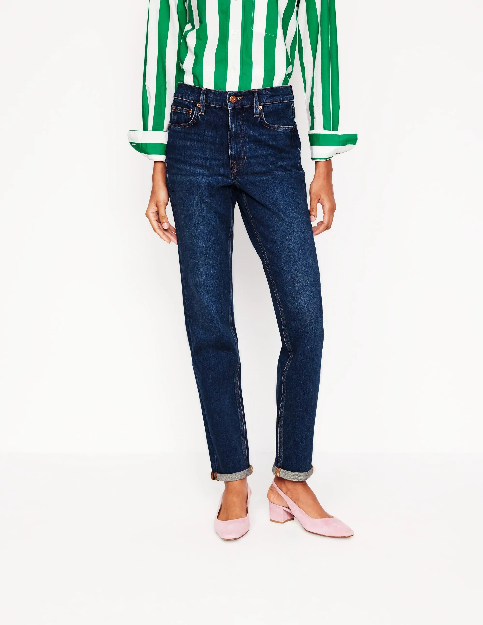 Girlfriend Jeans-Dark Vintage smart fabric