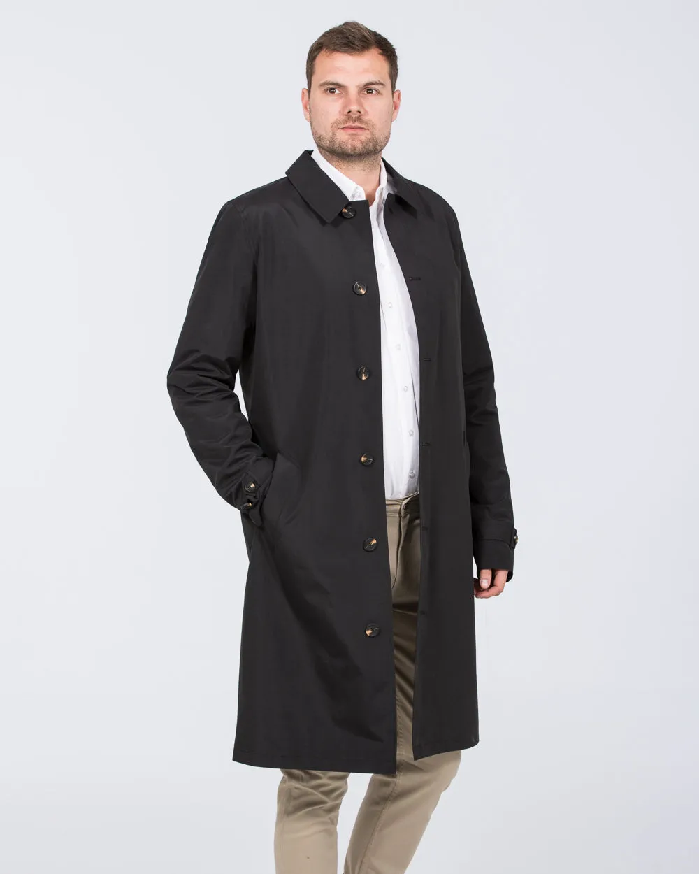 Grey Hawk Felix Tall Showerproof Rain Mac (black) errand run outfit
