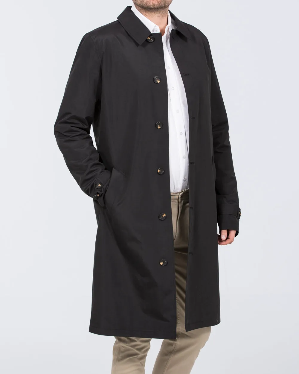 Grey Hawk Felix Tall Showerproof Rain Mac (black) muted color gear