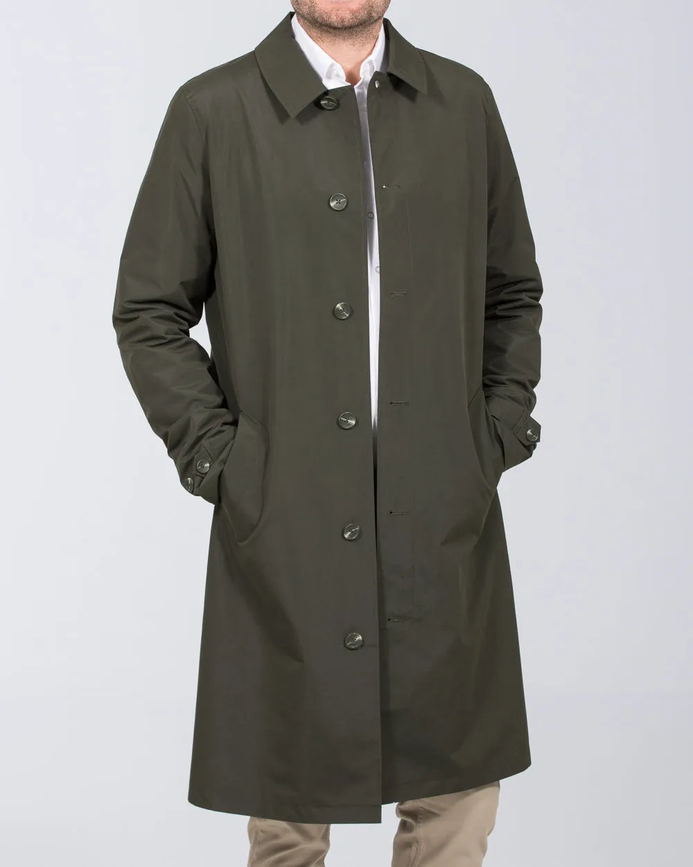 Grey Hawk Felix Tall Showerproof Rain Mac (khaki) timeless daily layer