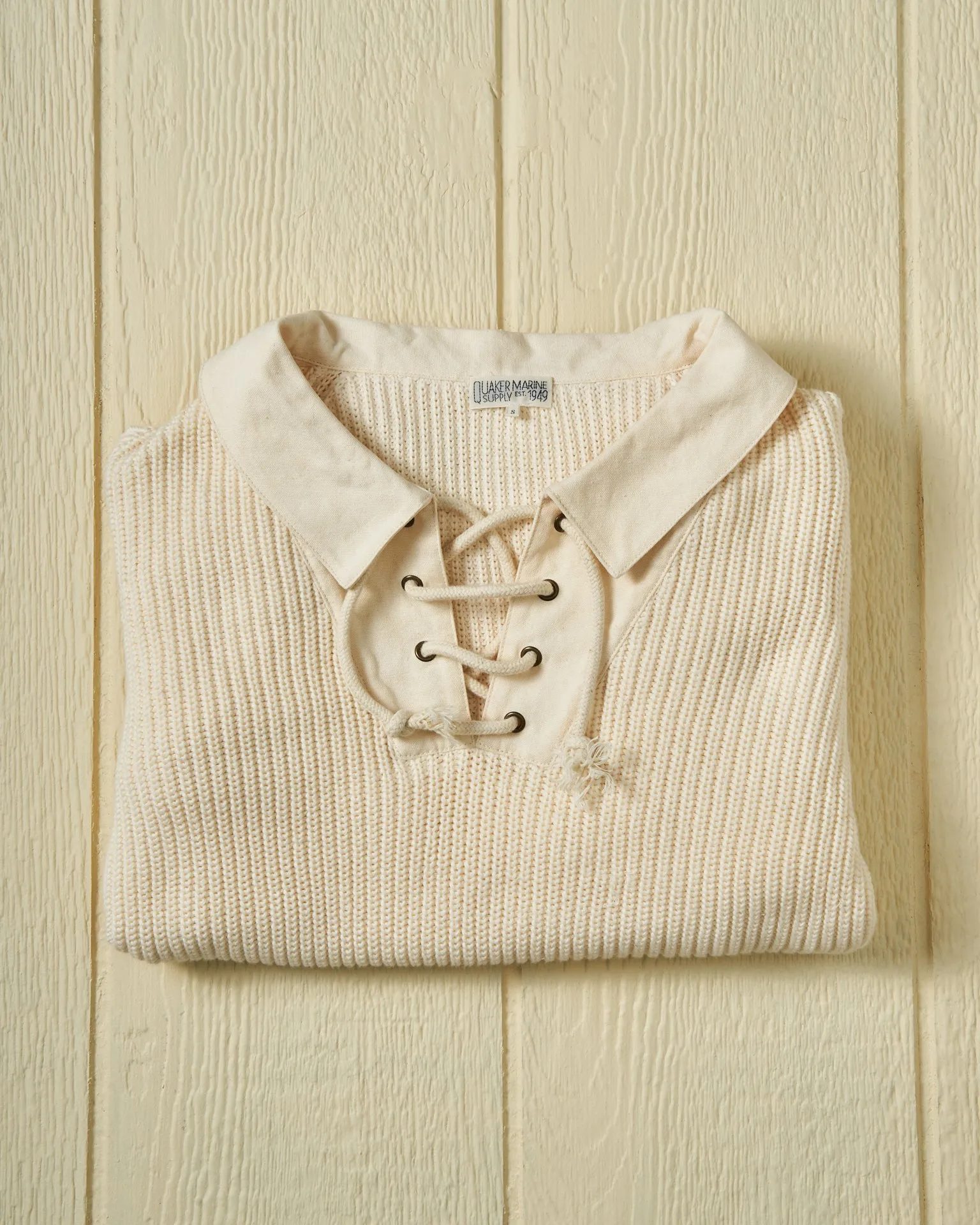 Halifax Lace-Up Sweater in Egret peaceful style
