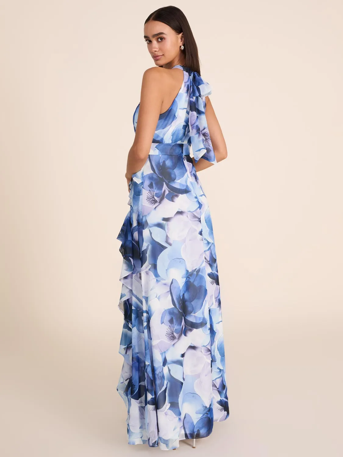 Halter Neck Floral Gown comfy casual