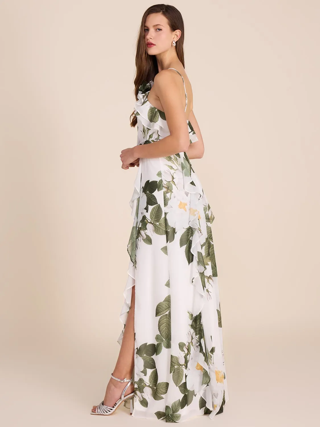 Halter Neck Floral Gown With Rosette limited edition
