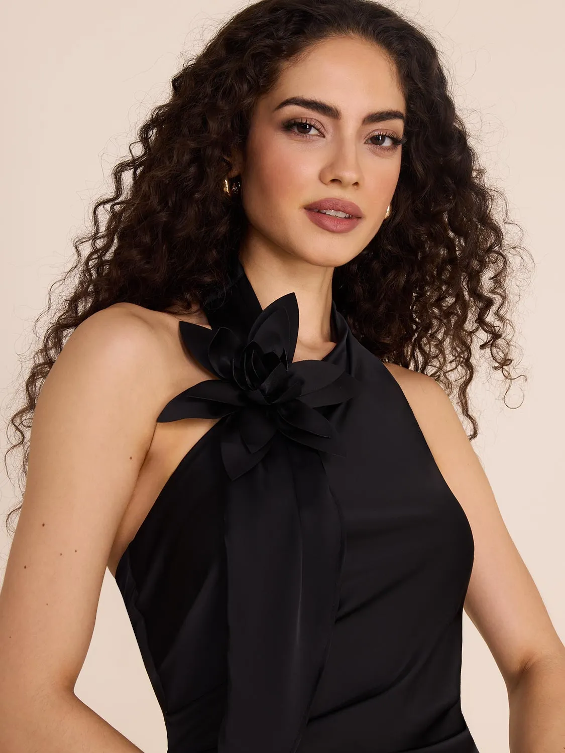 Halter Neck Satin Gown trendy must