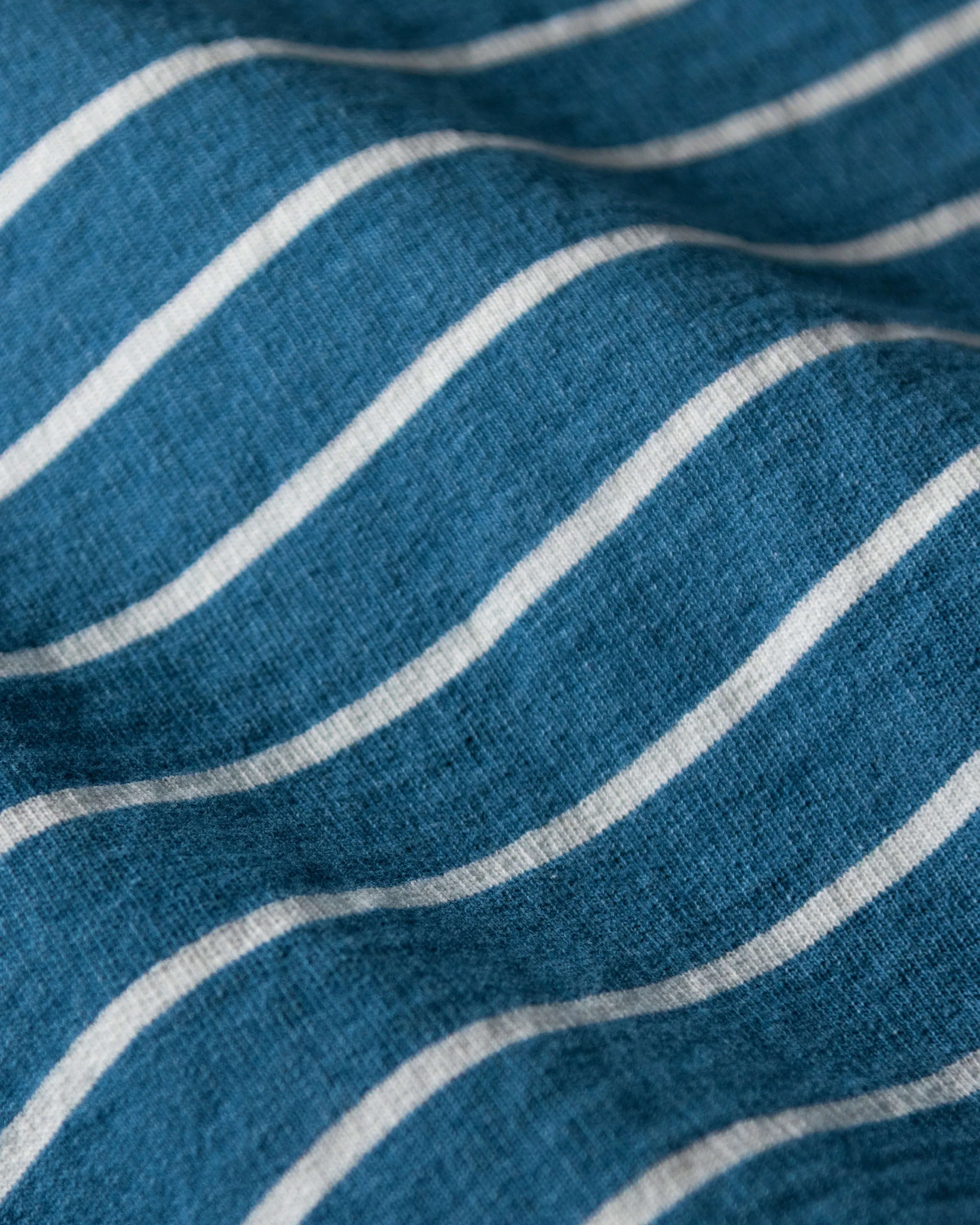 Heavyweight Long Sleeve Indigo Polo in  Indigo/White Stripe morning vibe