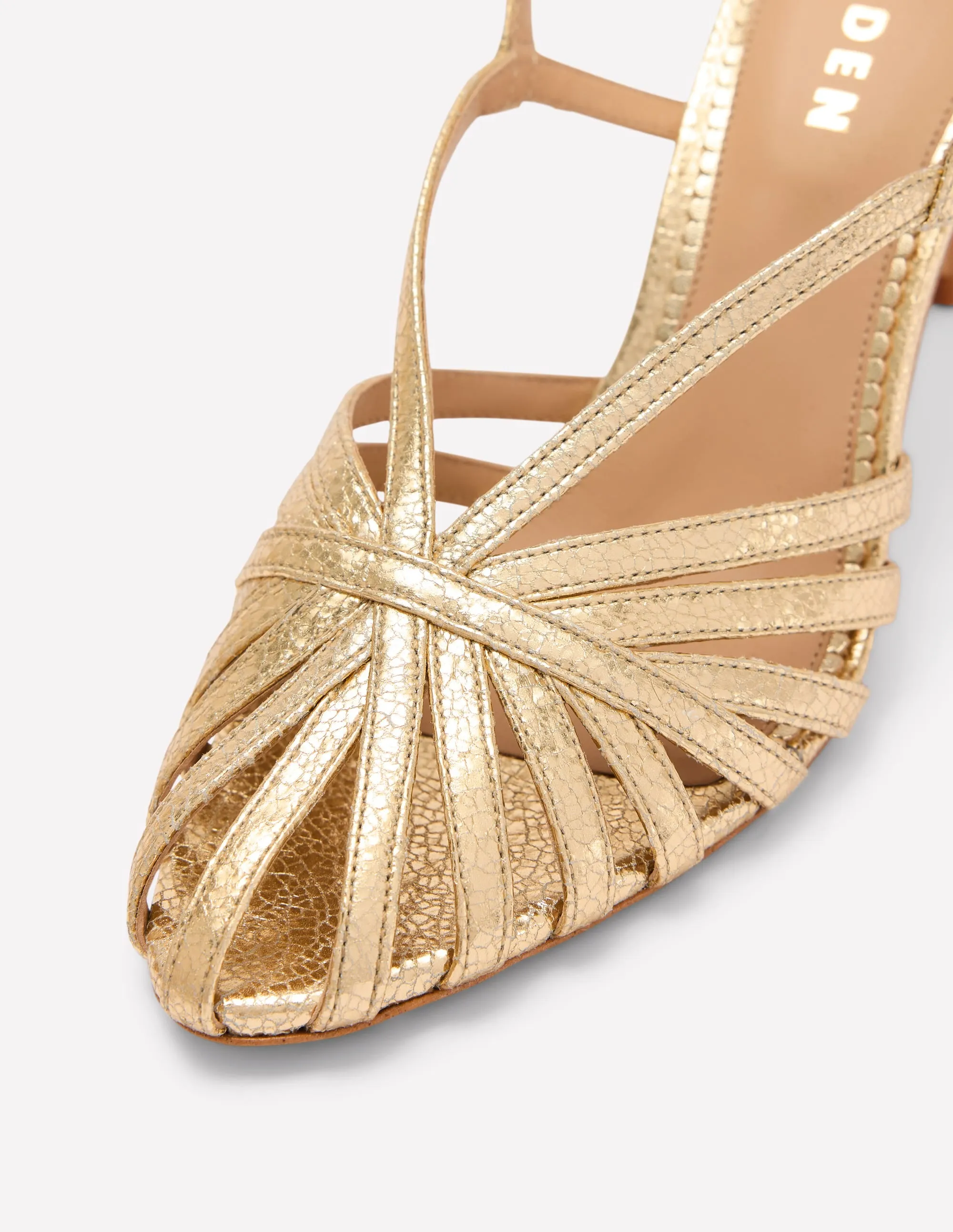 Heeled Cage Sandals-Gold Metallic elegant etiquette