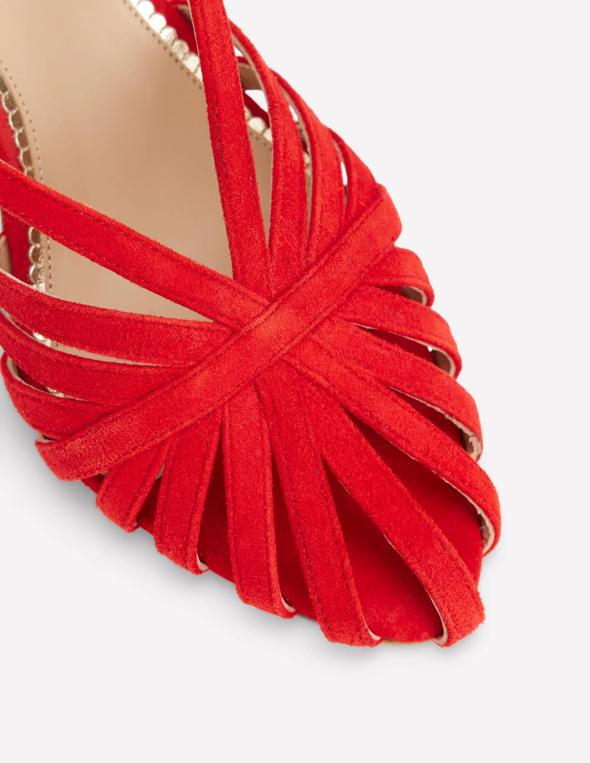 Heeled Cage Sandals-Post Box Red sexy vibe