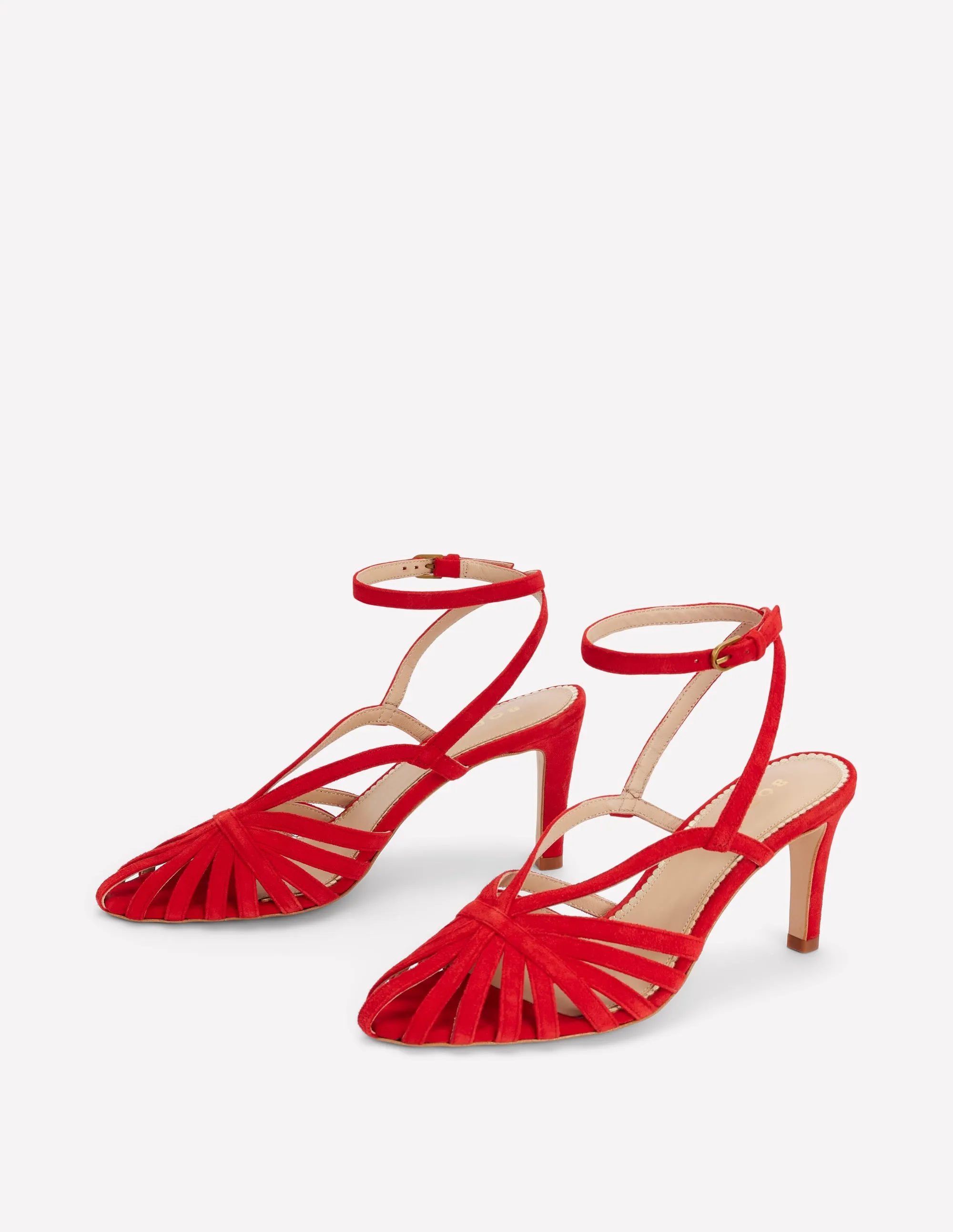 Heeled Cage Sandals-Post Box Red classical match