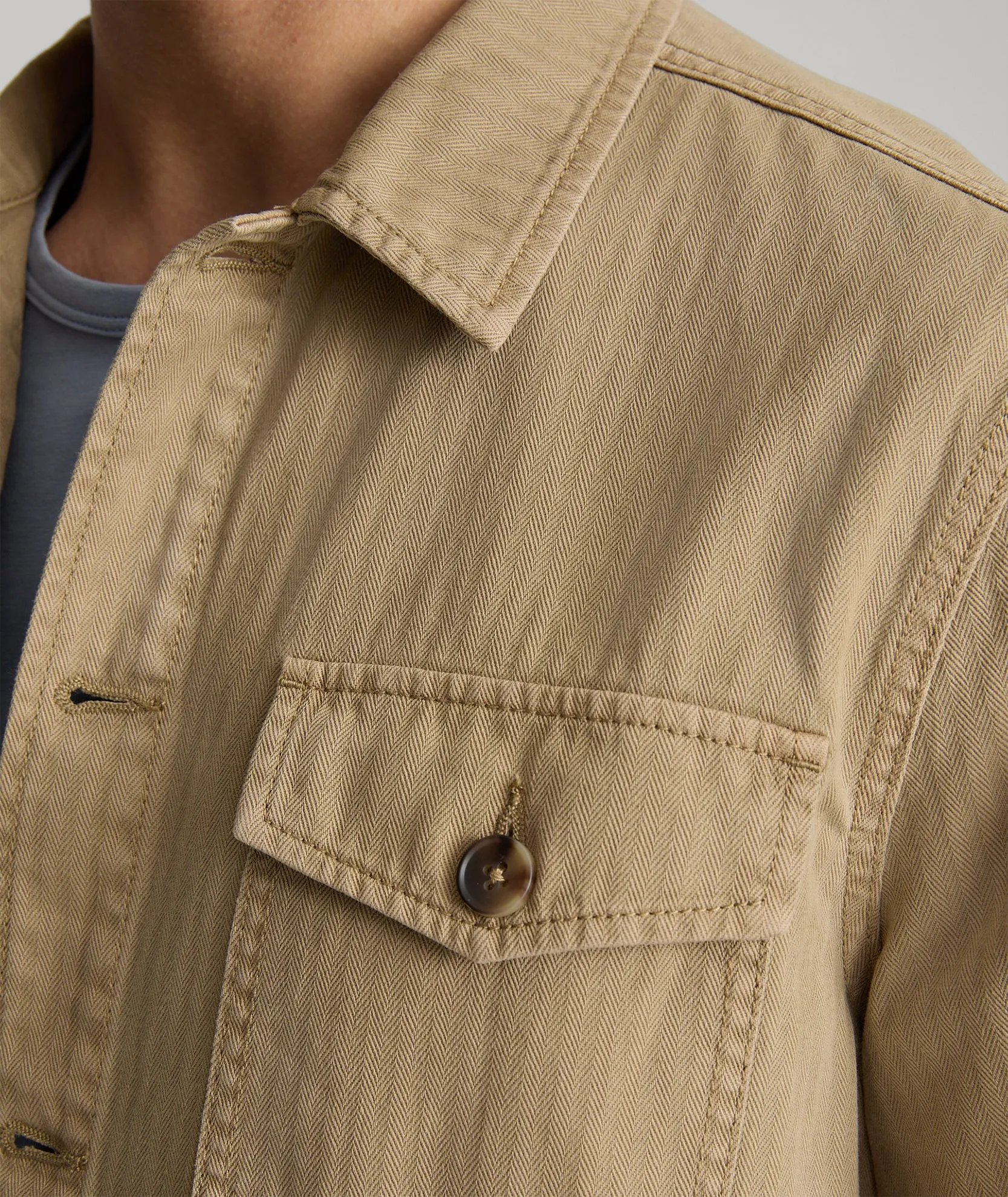 Herringbone Overshirt earthy tone outer