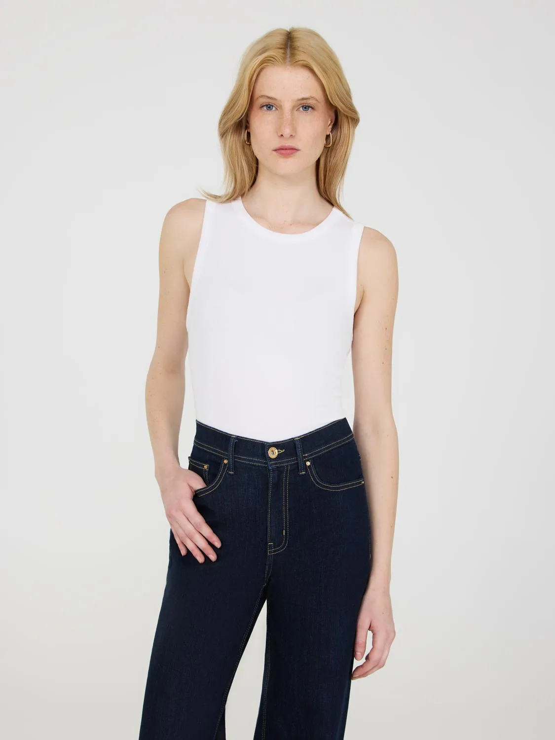 High Neck Ribbed Tank Top all fit