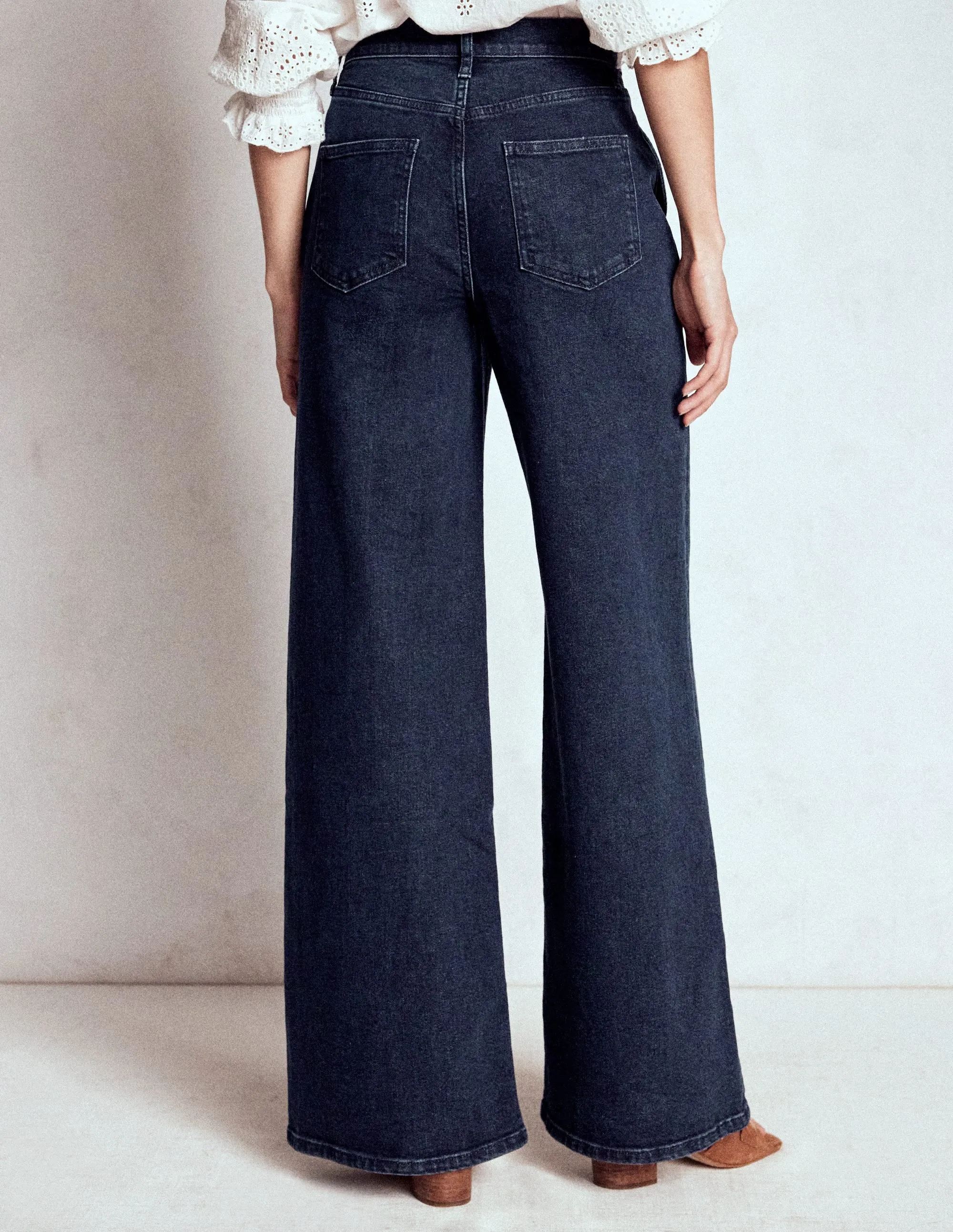 High Rise Clean Wide Jeans-Dark Vintage durable wear