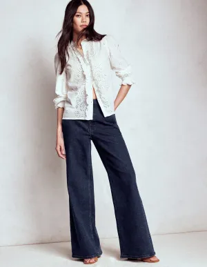 High Rise Clean Wide Jeans-Dark Vintage casual style