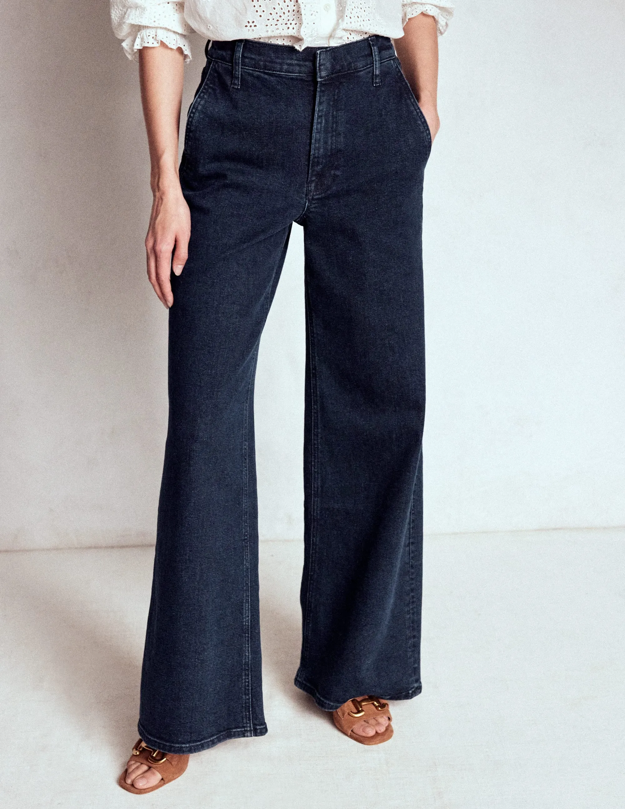 High Rise Clean Wide Jeans-Dark Vintage adaptive fit