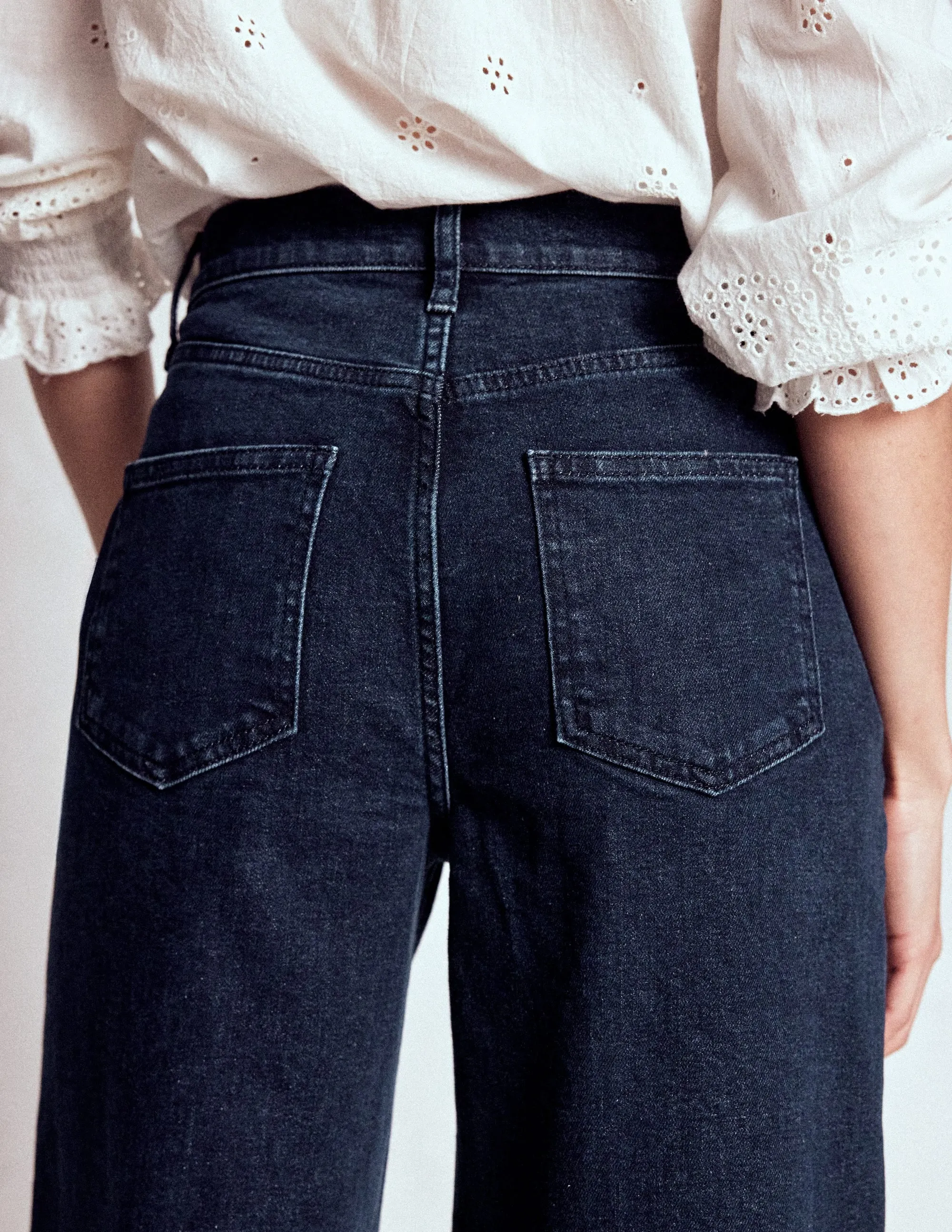 High Rise Clean Wide Jeans-Dark Vintage smart casual