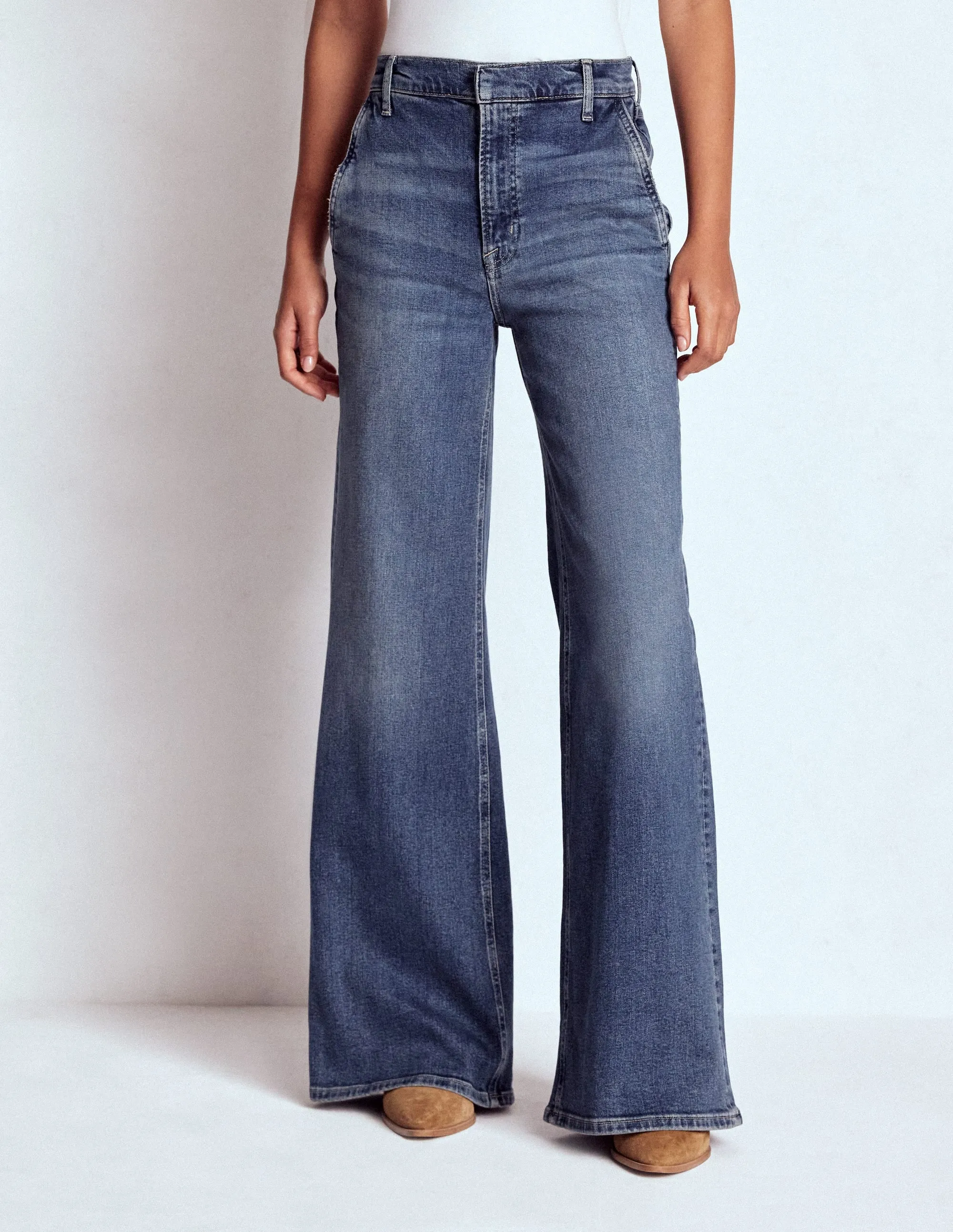 High Rise Clean Wide Jeans-Mid Vintage zipper closure