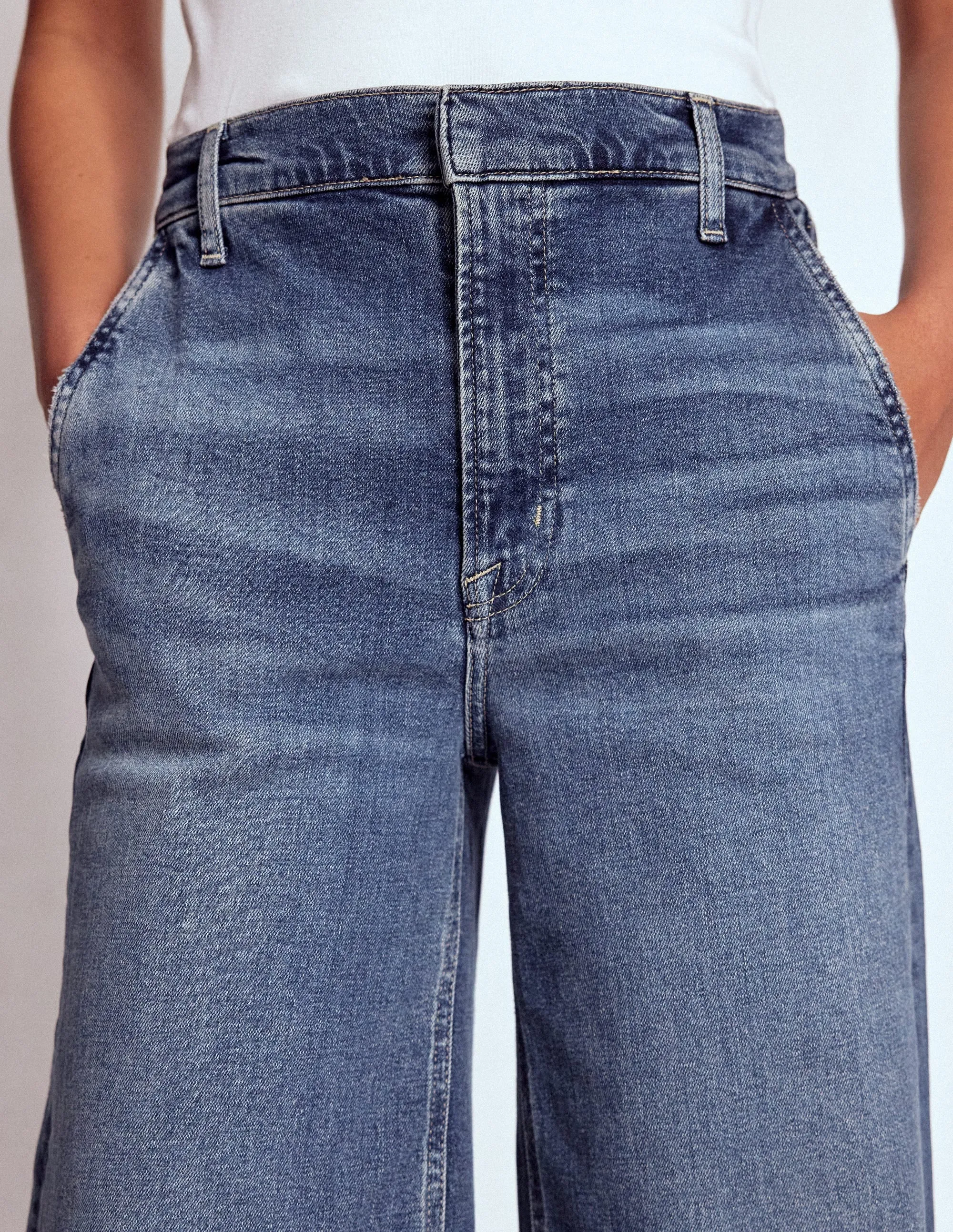 High Rise Clean Wide Jeans-Mid Vintage water repellent