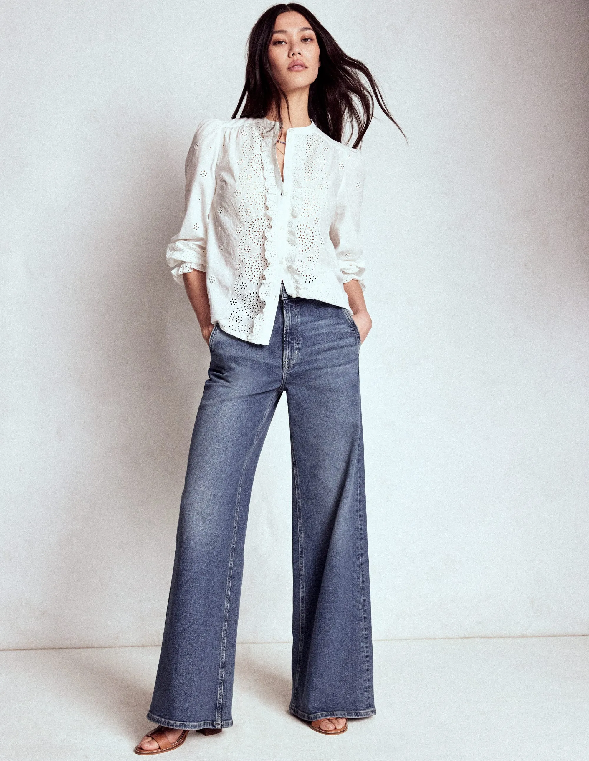 High Rise Clean Wide Jeans-Mid Vintage customizable options