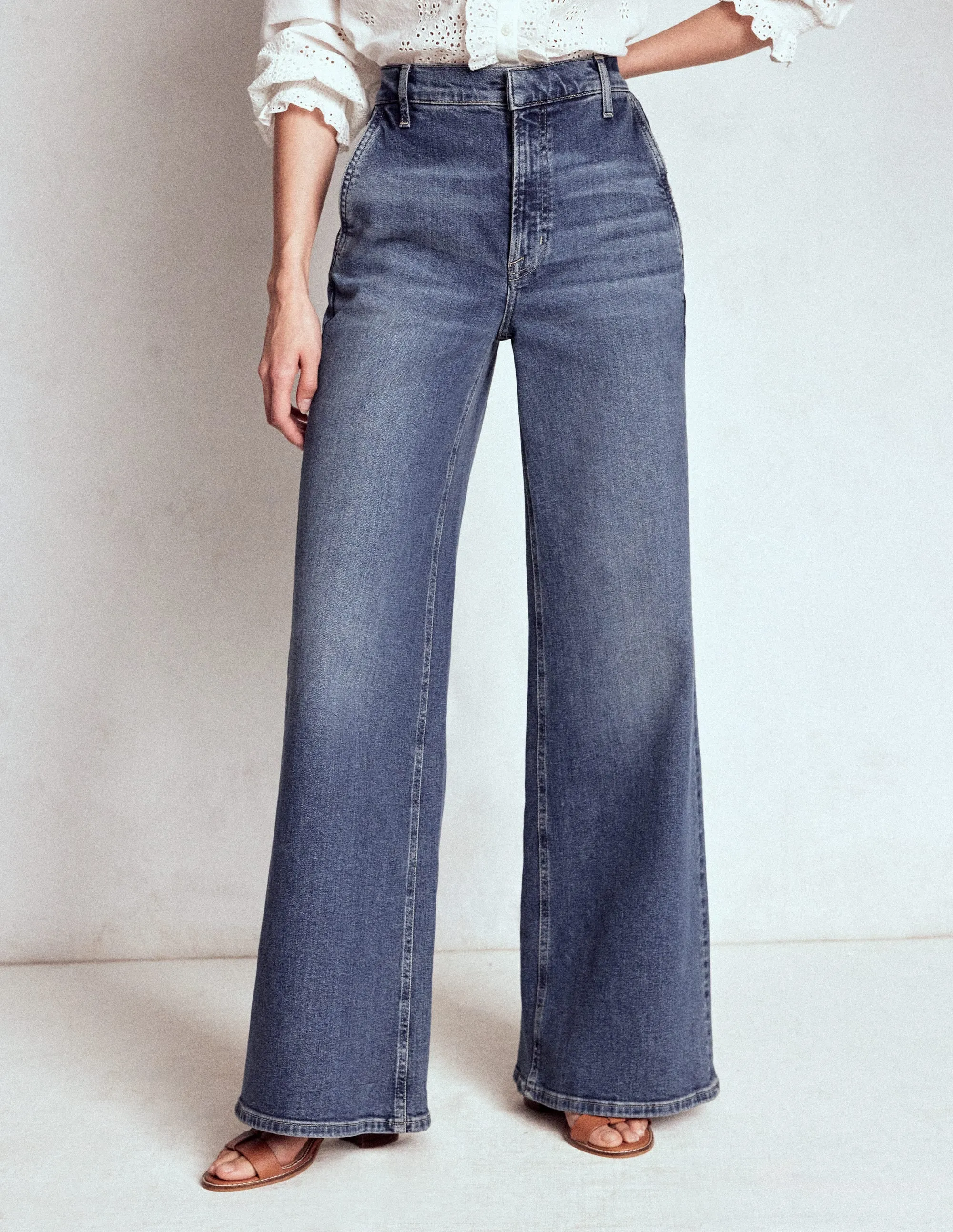High Rise Clean Wide Jeans-Mid Vintage warm comfort