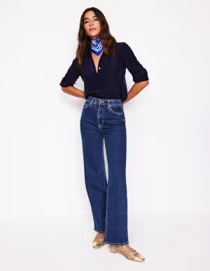 High Rise Column Leg Jeans-Dark Vintage trend setter