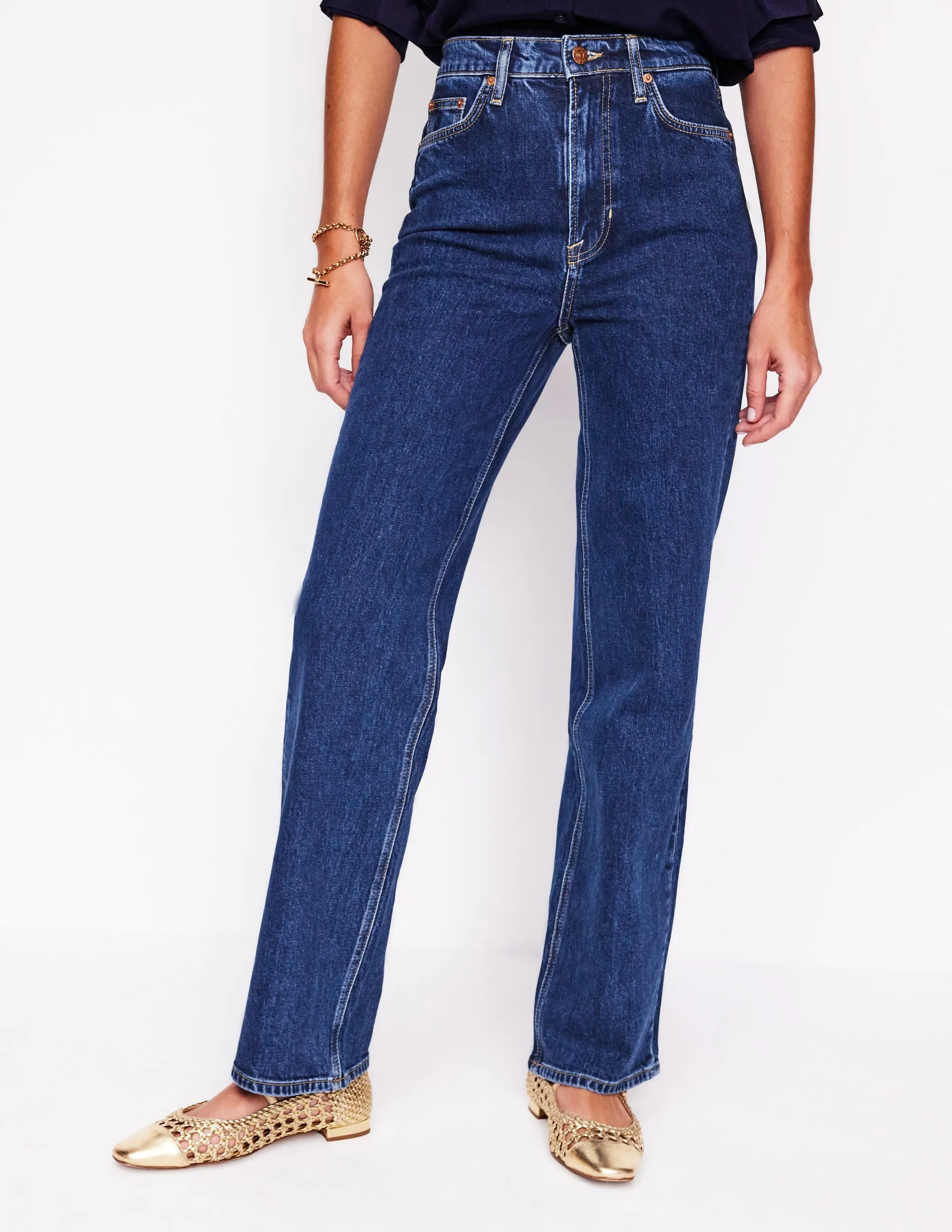 High Rise Column Leg Jeans-Dark Vintage cozy homewear