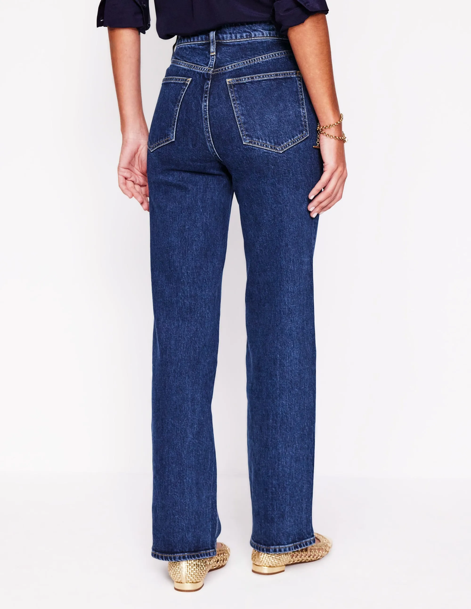 High Rise Column Leg Jeans-Dark Vintage trend culture