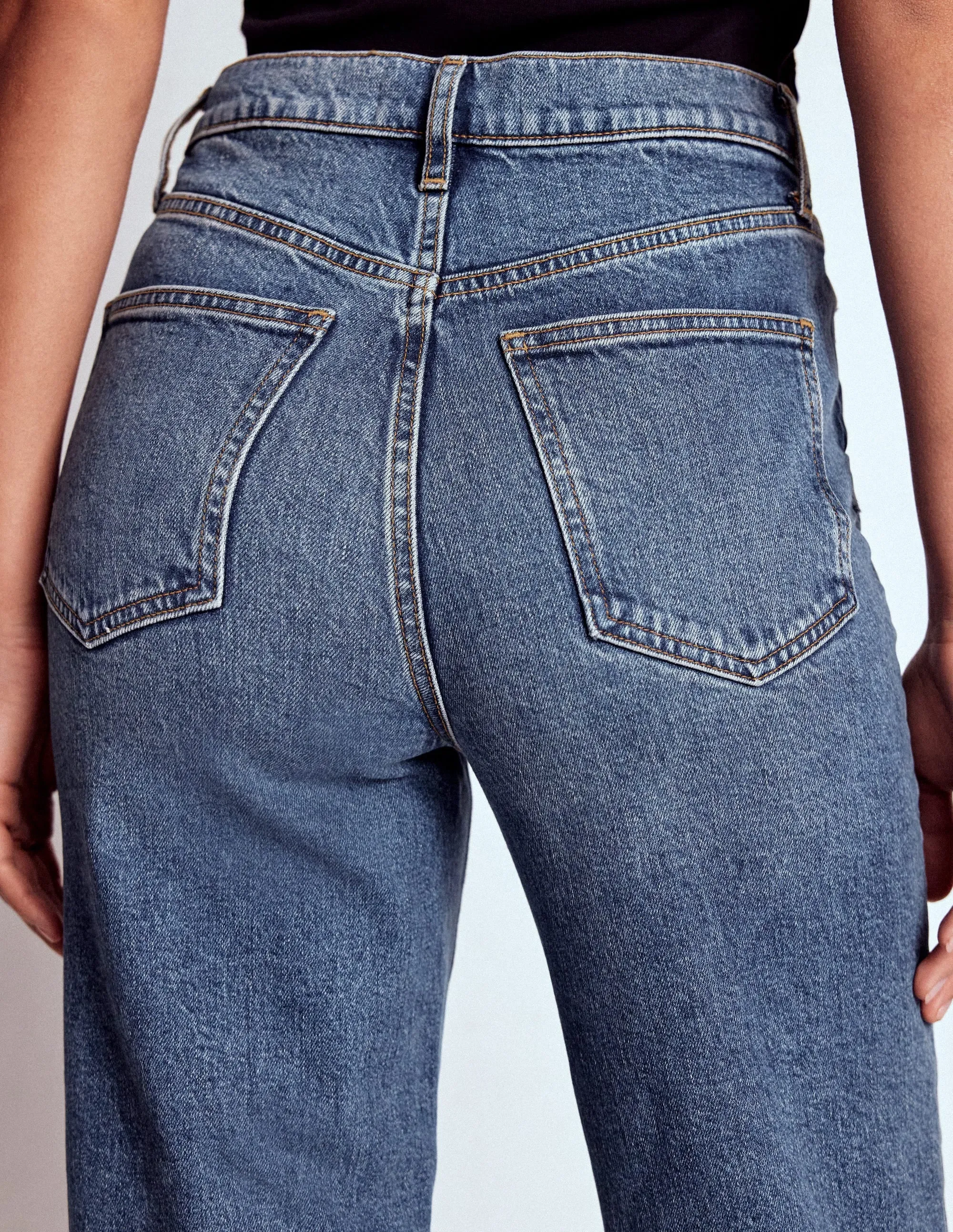High Rise Column Leg Jeans-Mid Vintage easy layering