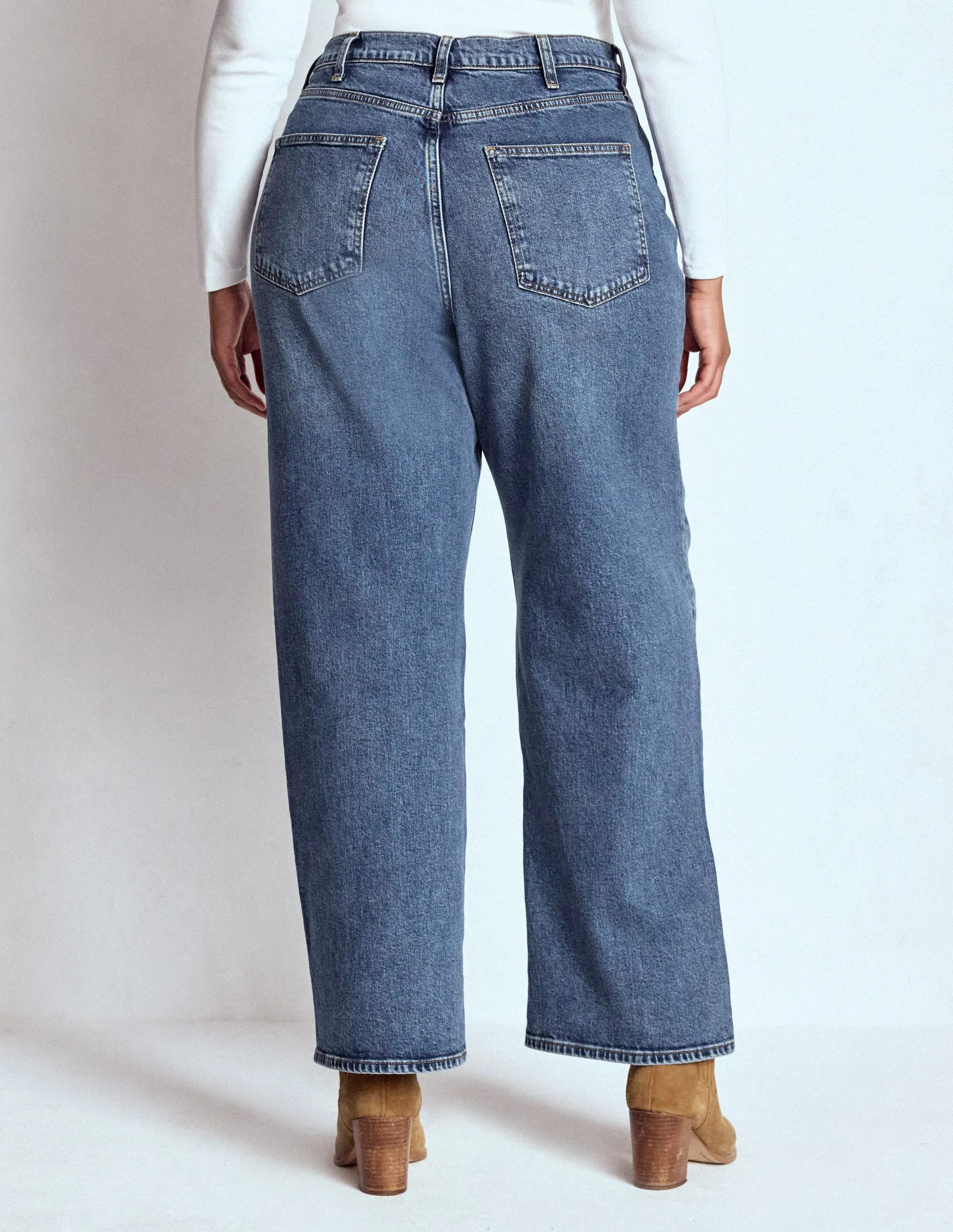 High Rise Column Leg Jeans-Mid Vintage classic waist