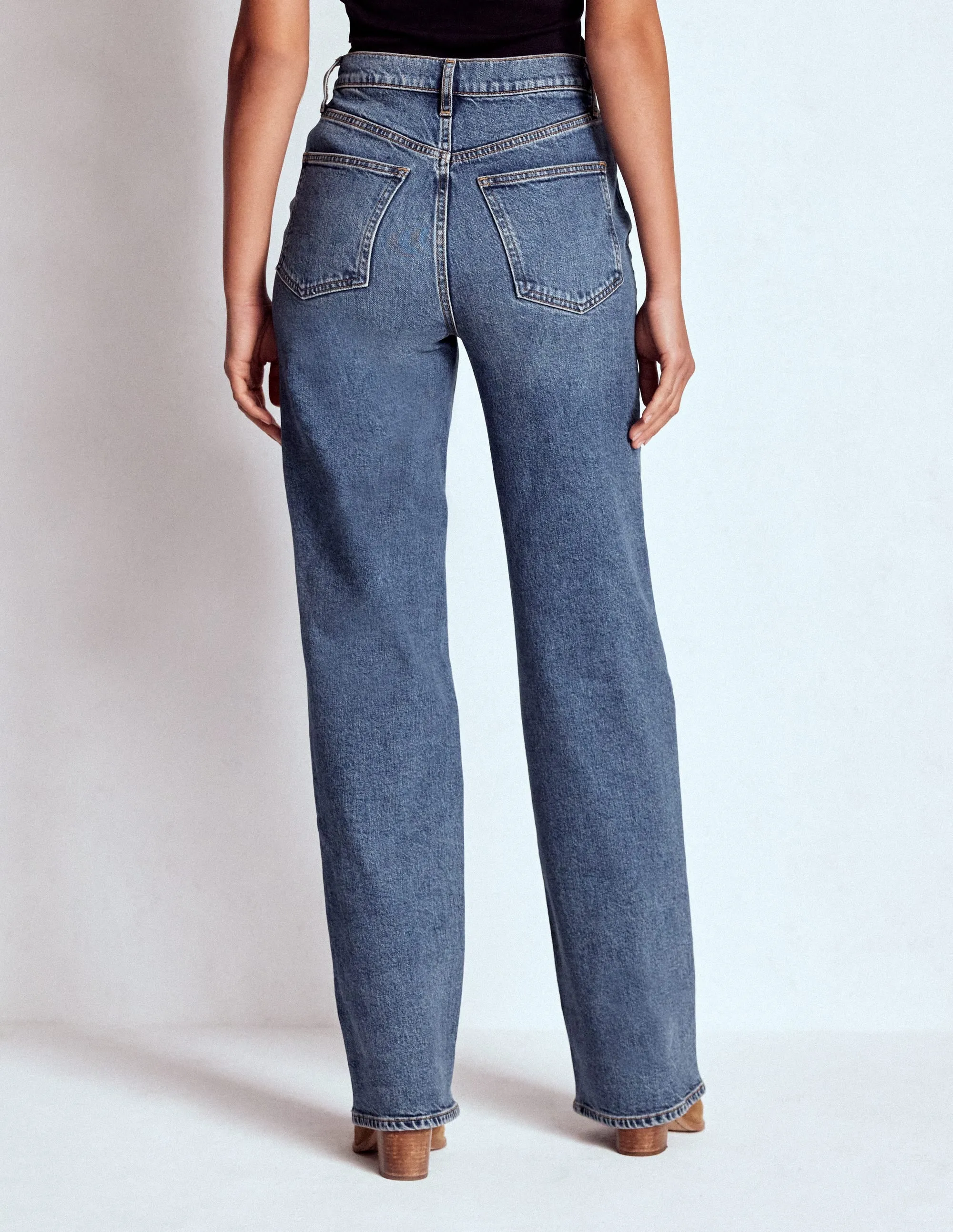 High Rise Column Leg Jeans-Mid Vintage classic style